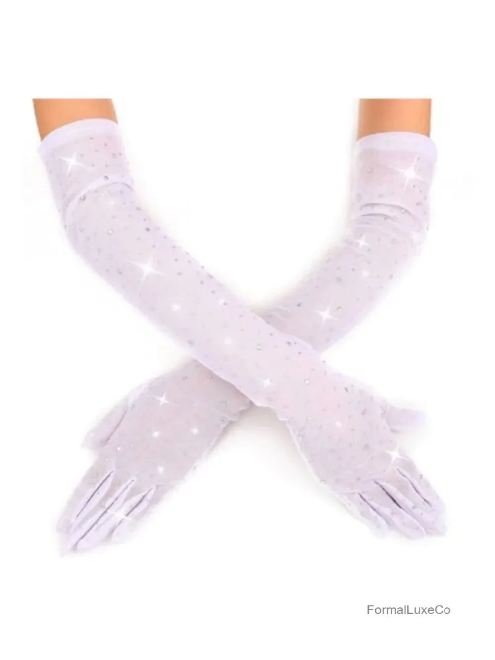 Rhinestones Long Sparkle Elbow Length Opera Prom Gloves